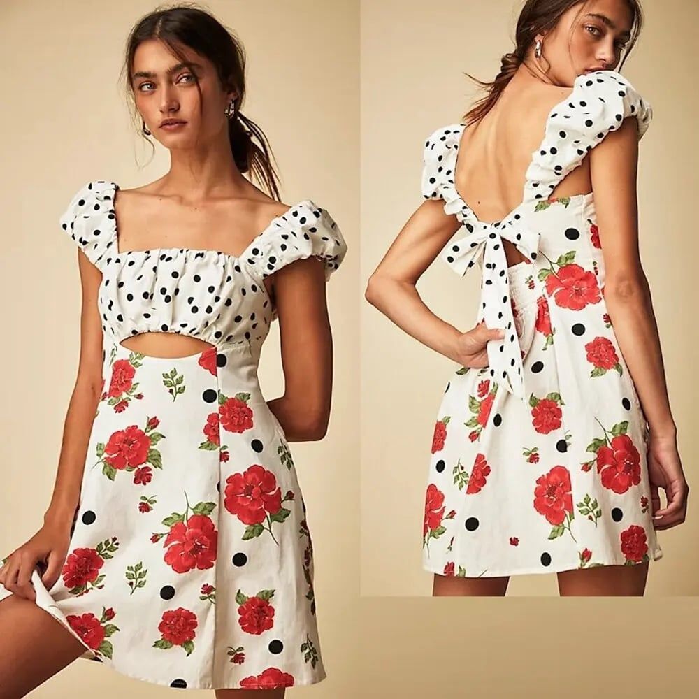 Free People Printed Bom Bom Mini Dress